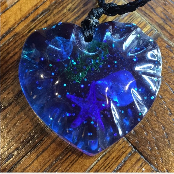 Blue Ocean Heart Necklace - Picture 3 of 8